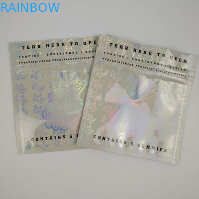 Custom Logo Design Zip Lock Resealable Smell Proof Aluminum Foil Mylar Plastic Three Side Sealed Packaging Hologram Bag