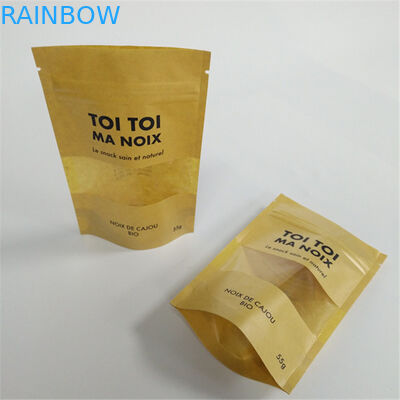 120mic Brown Biodegradable Kraft Paper Bag MOPP With Window