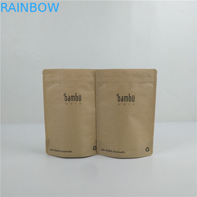 Biodegradable Brown Kraft Paper Doypack Bags Compostable Cosmetic