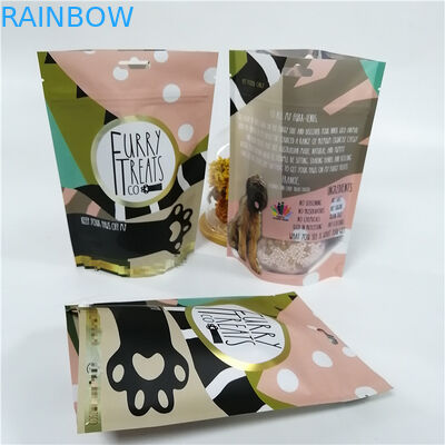 Custom Printed dog treat Stand Up Foil Laminated Mylar Zip lock Bags With Window/Doypack Pouch For Food