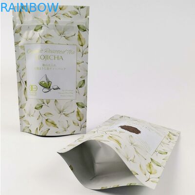 CMYK ISO VMPET Aluminum Foil Tea Pouch 120mic MOPP Stand Up Zipper Bag