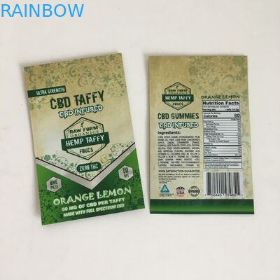 Smell Proof Mylar Bags Ziplock Cannabis Flower Plastic CBD Infused 50mg 100mg Candy Gummies Mylar Packaging Bags