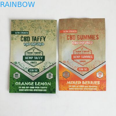 Smell Proof Mylar Bags Ziplock Cannabis Flower Plastic CBD Infused 50mg 100mg Candy Gummies Mylar Packaging Bags