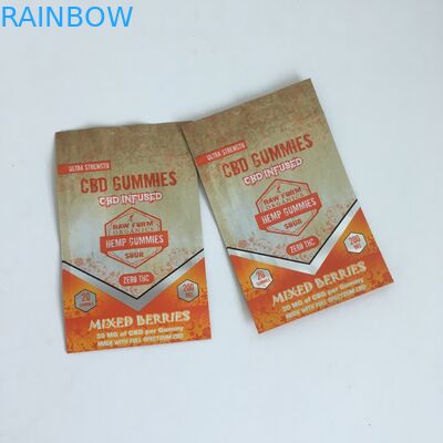 Printing Ziplock Cannabis Flower Plastic CBD Infused 50mg 100mg Gummies Ziplock Mylar Packaging Bags