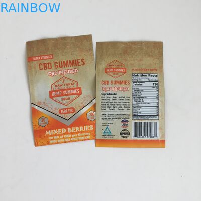 Printing Ziplock Cannabis Flower Plastic CBD Infused 50mg 100mg Gummies Ziplock Mylar Packaging Bags