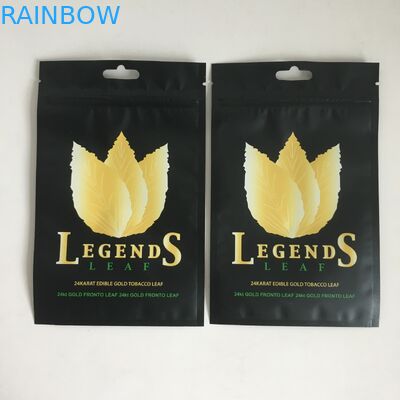 Ziplock Plastic Food Grade Printing Mylar Packaging Bags Tobacco Leaf Pouches Ｗith Hanger Hole