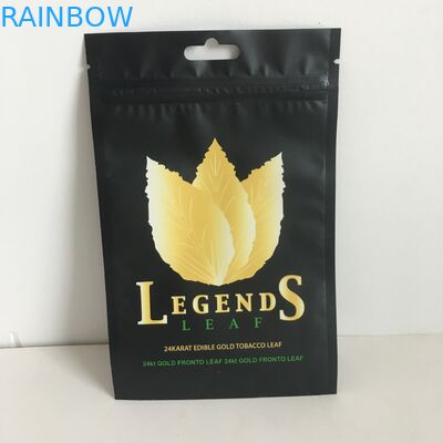 Ziplock Plastic Food Grade Printing Mylar Packaging Bags Tobacco Leaf Pouches Ｗith Hanger Hole