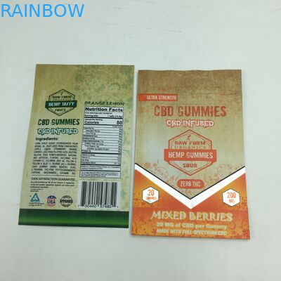 Custom printed 1g 3.5g recycle smell proof zipper gummy bear CBD small stand up edible 3.5g mylar weed bag