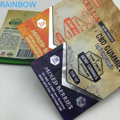 Custom printed 1g 3.5g recycle smell proof zipper gummy bear CBD small stand up edible 3.5g mylar weed bag