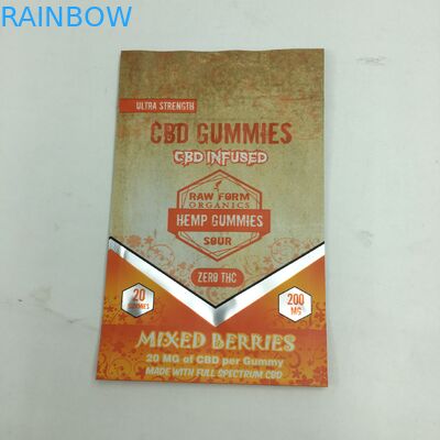 Custom printed 1g 3.5g recycle smell proof zipper gummy bear CBD small stand up edible 3.5g mylar weed bag