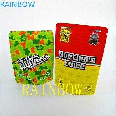 Custom Soft Touch Ziplock Printed Smell Proof Stand Up Child Resistant Heat Seal Plastic Matte Weed Design Mylar Bags