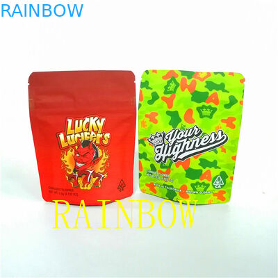 3.5g 7g Custom soft touch plastic mylar foil stand up zipper pouch weed seeds candies packaging bag with logos