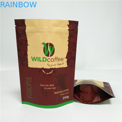 Matte Finish Gravure Printing Aluminum Foil Plastic Pouches Packaging 250g Coffee Ziplock Bag With Valve