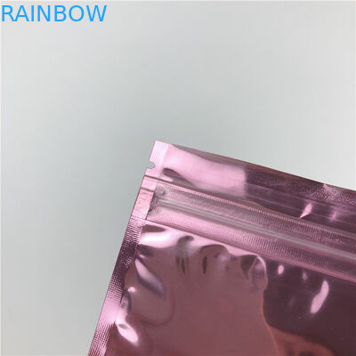 Small Size Plastic Rose Gold Ziplock Pouch Logo Printing Three Side Seal Zipper Bag For Jewellery With Window