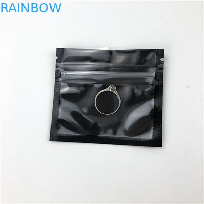 Small Size Plastic Rose Gold Ziplock Pouch Logo Printing Three Side Seal Zipper Bag For Jewellery With Window