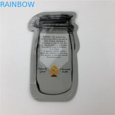 Mason Jar Pouches For CBD Seeds CBD Flower Gummies THC Indica Leaf Irregular Packing Pouches With Zipper