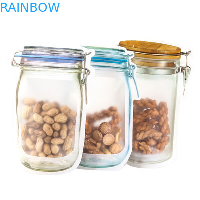 Mason Jar Pouches For CBD Seeds CBD Flower Gummies THC Indica Leaf Irregular Packing Pouches With Zipper