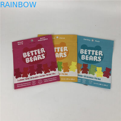 Three Side Seal Flat Heat Sealing Snack Cookie Edible CBD THC Gummies Biodegradable Packaging Bags