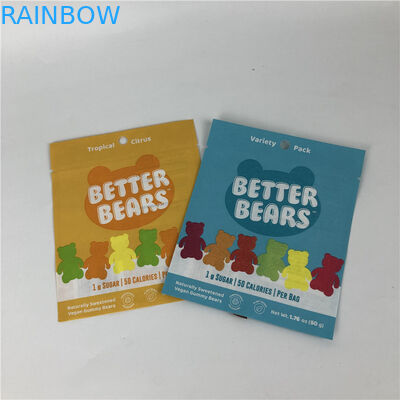 Three Side Seal Flat Heat Sealing Snack Cookie Edible CBD THC Gummies Biodegradable Packaging Bags