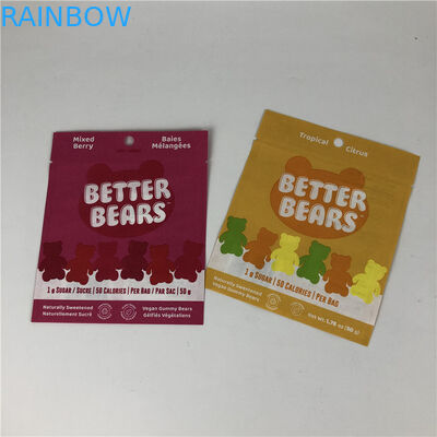 Three Side Seal Flat Heat Sealing Snack Cookie Edible CBD THC Gummies Biodegradable Packaging Bags