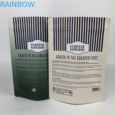 Custom Printing Chips Zip Lock Stand Up Pouch White Kraft Paper Bags