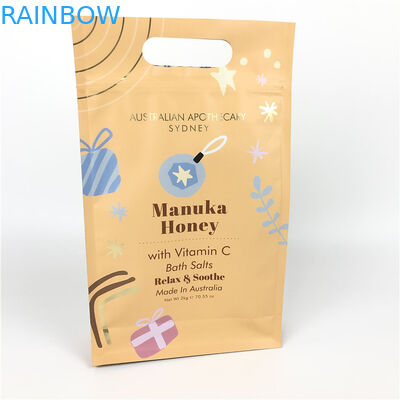 Flat Bottom ZIp Lock Food Grade Flat Bottom Bags With Handle For Body Scrub Packaging
