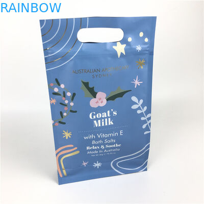 Flat Bottom ZIp Lock Food Grade Flat Bottom Bags With Handle For Body Scrub Packaging