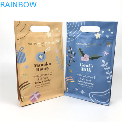 Flat Bottom ZIp Lock Food Grade Flat Bottom Bags With Handle For Body Scrub Packaging