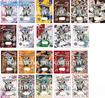 3D Blister Rhino Packaging Cards For Rhino 10K / 100K / 69 Pills Paper Box Pink Pussy Cat Pills