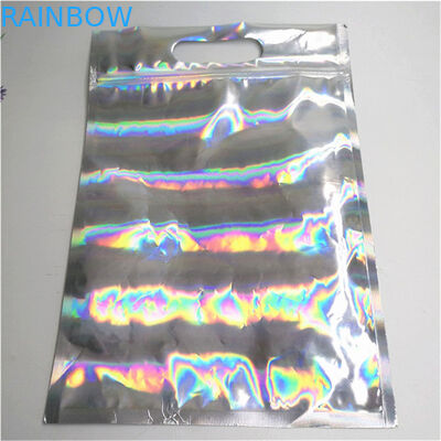 Resealable Aluminium Foil Mylar Bag Zipper Lock Holographic Packaging Bag