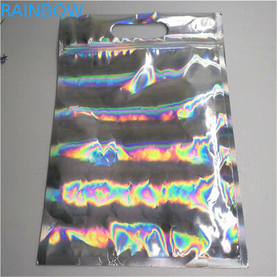 Resealable Aluminium Foil Mylar Bag Zipper Lock Holographic Packaging Bag