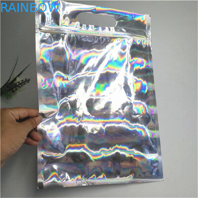 Resealable Aluminium Foil Mylar Bag Zipper Lock Holographic Packaging Bag