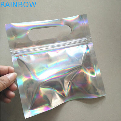 Gummy Candies Food Grade Holographic Stand Up Pouches CYMK Digital Printing With Hole