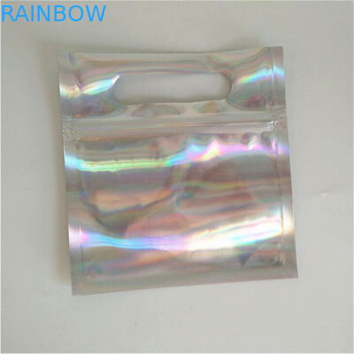Gummy Candies Food Grade Holographic Stand Up Pouches CYMK Digital Printing With Hole