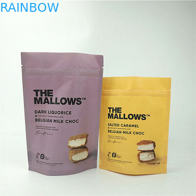 Snacks Milk Chocolate Kraft Paper Stand Up Pouch Laminated MOPP PET PE