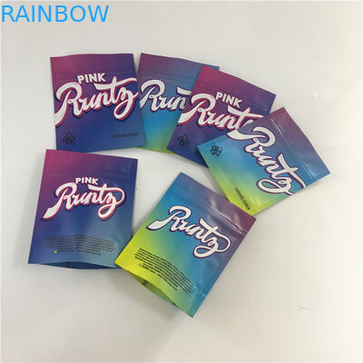 Edibles Smell Proof Mylar Bags Holographic Rainbow 3.5g Die Cut Shaped