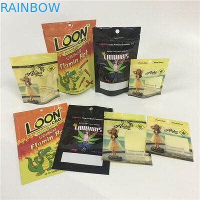 Smell Proof Resealable Ziplock Bags Irregular Shape Plastic Holographic Bags