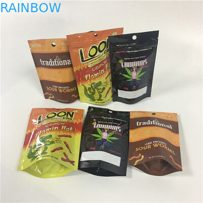 Smell Proof Resealable Ziplock Bags Irregular Shape Plastic Holographic Bags