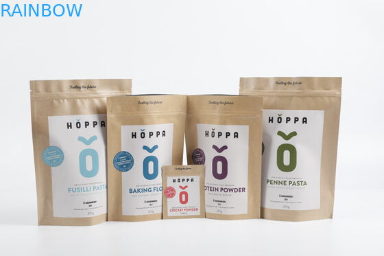 Custom Biodegradable PLA Kraft Paper Zipper Pouch Stand Up Tea Food Packaging