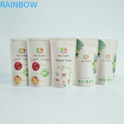 Custom Biodegradable PLA Kraft Paper Zipper Pouch Stand Up Tea Food Packaging