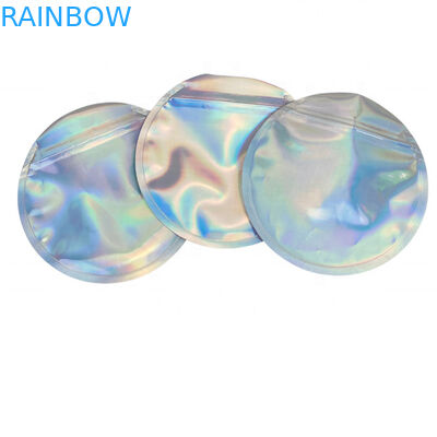 3.5g Plastic Die Cut Edible Candy Foil Bags Packaging Holographic Round Shape Sachet