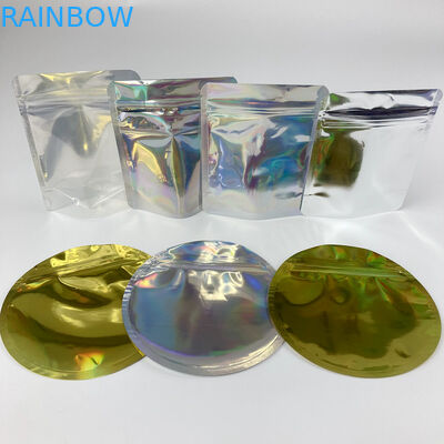 Child Resistant Circle Holographic Pouch Bag Aluminum Foil Flower Seeds Mylar Exit Bags