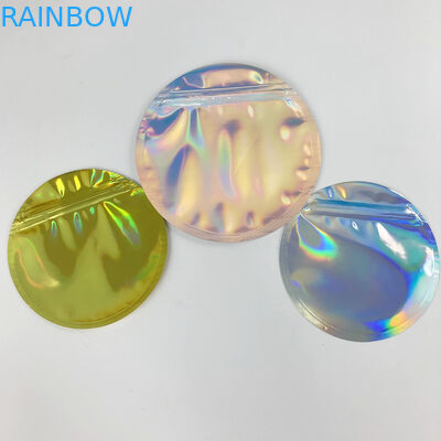 Holographic Mylar Printed Coin Zipper Packaging Bags Circle Shaped 3.5g