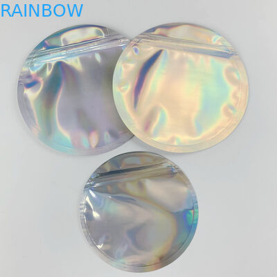 Holographic Mylar Printed Coin Zipper Packaging Bags Circle Shaped 3.5g