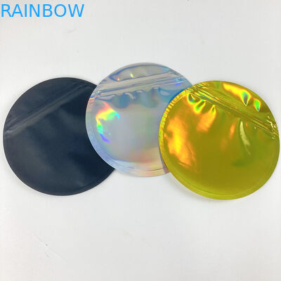 Holographic Mylar Printed Coin Zipper Packaging Bags Circle Shaped 3.5g