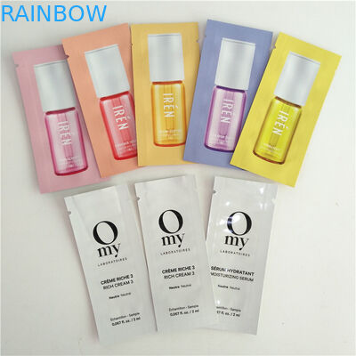 Heat Sealed Cosmetics Sample Packaging Sachets Flat Pouch Mylar Foil 3 Sides Seal Bags