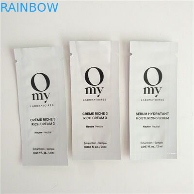 Heat Sealed Cosmetics Sample Packaging Sachets Flat Pouch Mylar Foil 3 Sides Seal Bags