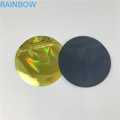 Gummy Hologram Plastic Pouches Packaging Round Shape 3.5g 7g 5 Inches