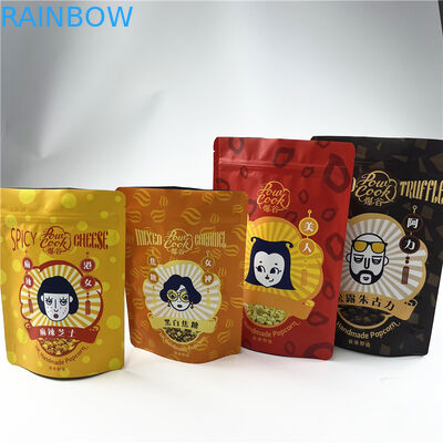 Printed Snack Protein Bar Popcorn Mylar Ziplock Bags Plastic Food Package 250g