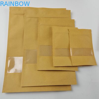 Self Standing Doypack Kraft Paper Bag For Food Snacks Dried Fruits Cookie Tea